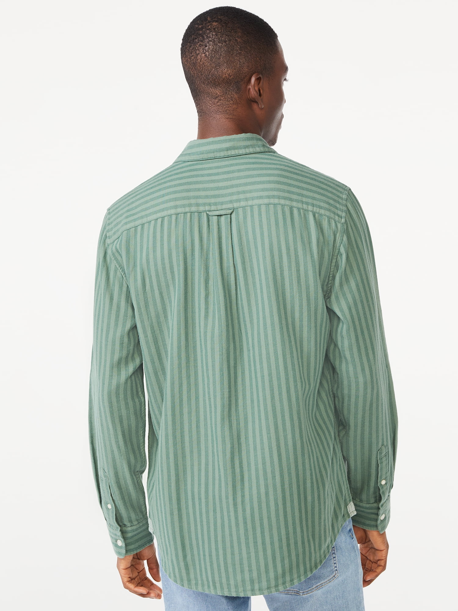 Free Assembly Men's Double Cloth Stripe Shirt, Sizes XS-3XL