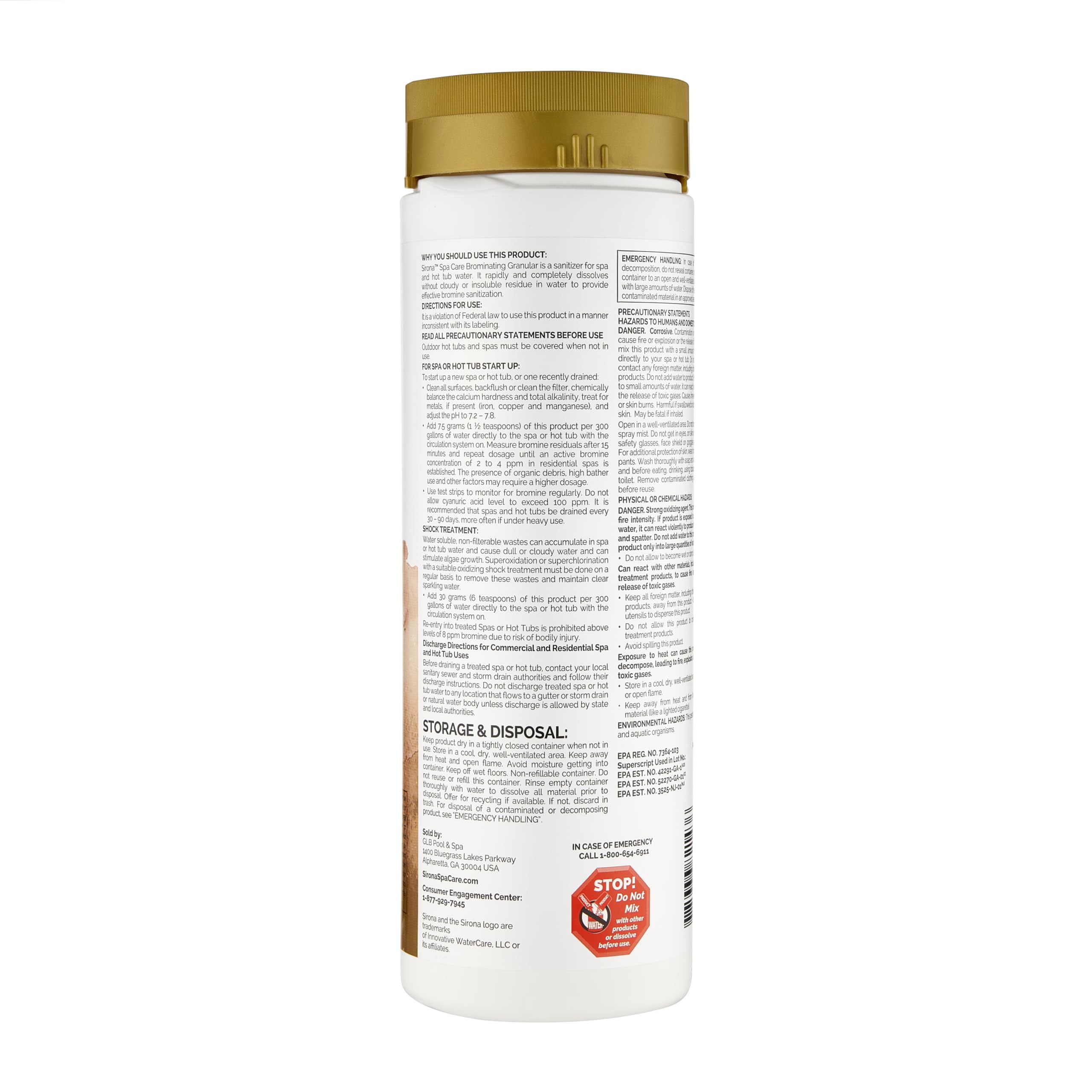 Sirona Spa Care 82143 Brominating Granular 2 lbs – Fast-Dissolving Sanitizer w/ QueBuy Pool Log Book