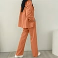 thumbnail image 6 of Hvot&aat Women's Business Casual 2 Piece Temperament Commuting Suit Lapel Set Open Front Long Sleeve Blazer Jacket Wide Leg Pants Outfits, 6 of 6