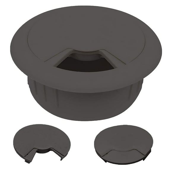 CordAway Passe-Partout Rond en Plastique Idéal pour Bureau à Domicile, Ordinateur, Gaming, Home Cinémas et Centres de Divertissement Réglable, Diamètre 3-1/8 Pouces, Profondeur 1-1/8 Pouces, Gris Ardoise, 1 Pce