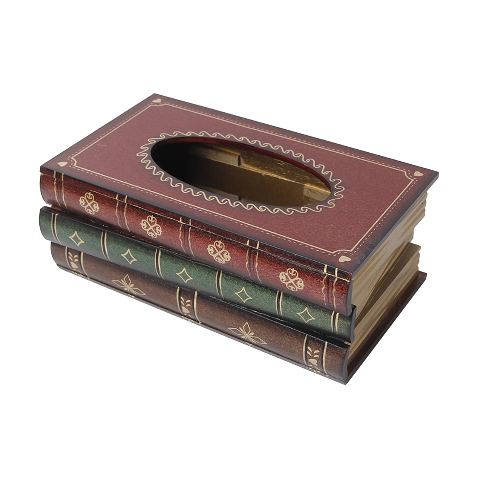 Kitchen Organizer Antique Book Elegant Wooden Portable Napkin Holder Tissue Box 