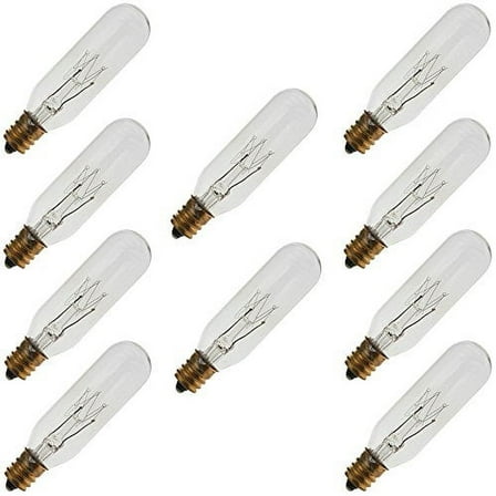 Industrial Performance 15T6 145V, 15 Watt, T6, Candelabra Screw (E12) Base Tubular Light Bulb (10 Bulbs)