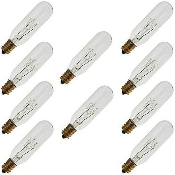 Industrial Performance 15T6 145V, 15 Watt, T6, Candelabra Screw (E12) Base Tubular Light Bulb (10 Bulbs)