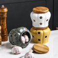 thumbnail image 4 of Langgg Ceramic Garlic Keeper Garlic Jars Vented with Lid Garlic Cellar Pot Canister, 4 of 9