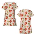 thumbnail image 5 of Salouo Strawberries Print Short Sleeve Sleepshirt for Womens Comfy Nightgown Scoopneck Cute Nightdress Ruffle -Medium, 5 of 7