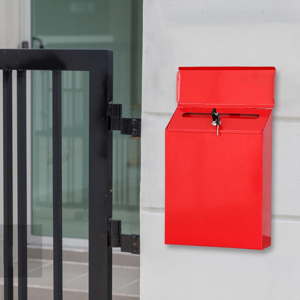 Vertical Mailbox Hanging Drop Box Durable Envelopes Newspapers Postbox Case  Front Door Porch House Office Rural Decor - Red
