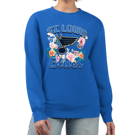 Women's G-III 4Her by Carl Banks Blue St. Louis Blues Flower Logo Pullover Sweatshirt