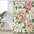 thumbnail image 2 of Pink Botanical Flowers Shower Curtains for Bathroom Waterproof Fabric Bath Curtains Decor Bath Tub Curtain Spring Pastoral Floral Decorative Shower Curtain Sets with 12 Hooks, 72x72 Inch, 2 of 6