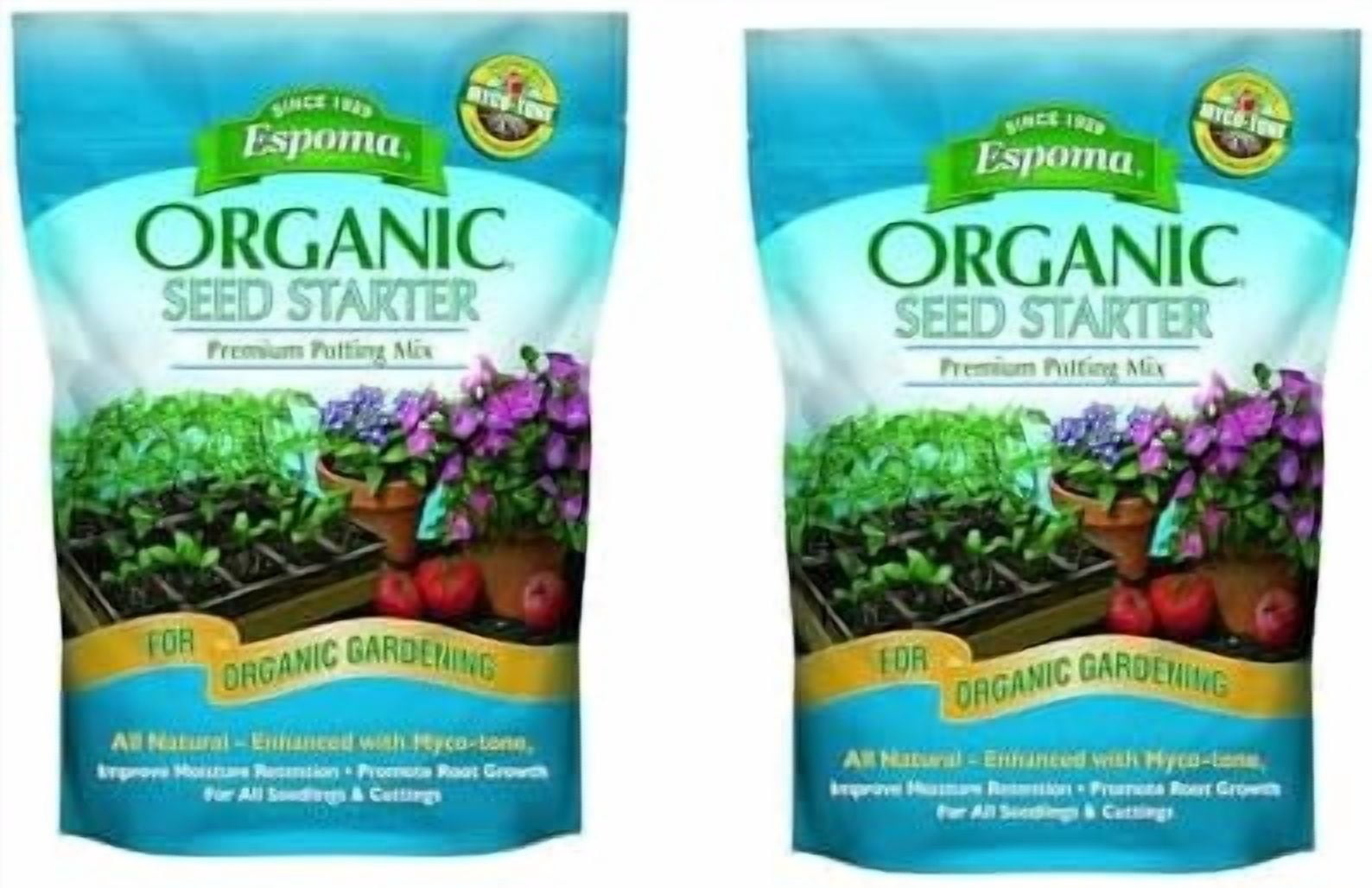 Espoma Organic Seed Starter Premium Potting Soil Mix - All Natural & Organic Seed Starting Mix with Mycorrhizae. for Organic Gardening, 8 qt, Pack of 2