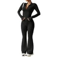 thumbnail image 2 of Womens Two Piece Tracksuit Yoga Set Long Sleeve Zipper Jacket with Athletic High Waist Flare Leggings Workout Outfit, 2 of 5