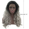 thumbnail image 2 of Unique Bargains Lace Front Lightweight Wigs Long Water Wave for Women Gradient Gray, 2 of 8