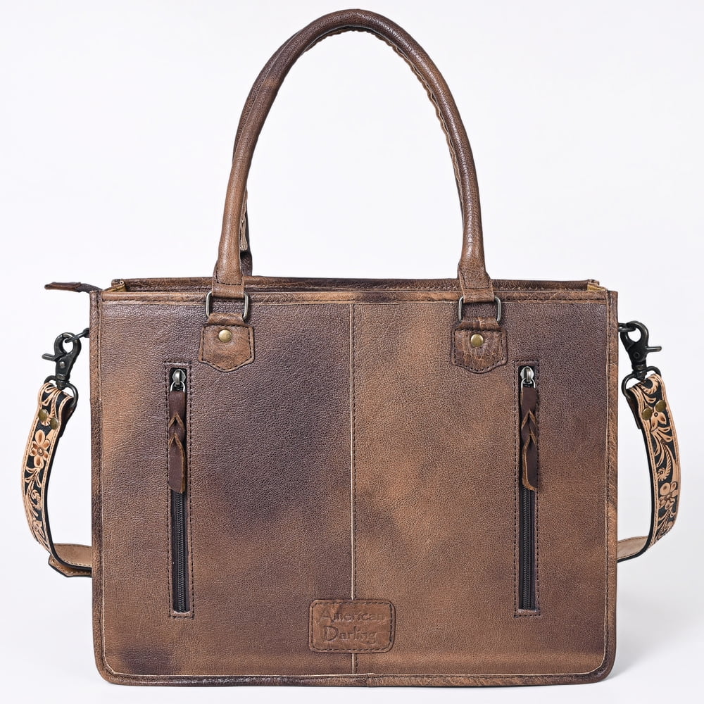 AD American Darling ADBG230T Briefcase Hand Tooled Hair-On Genuine Leather Women Bag Western Handbag Purse