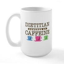 CafePress - Dietitian Powered By Caffeine Large Mug - 15 oz Ceramic Large White Novelty Mug