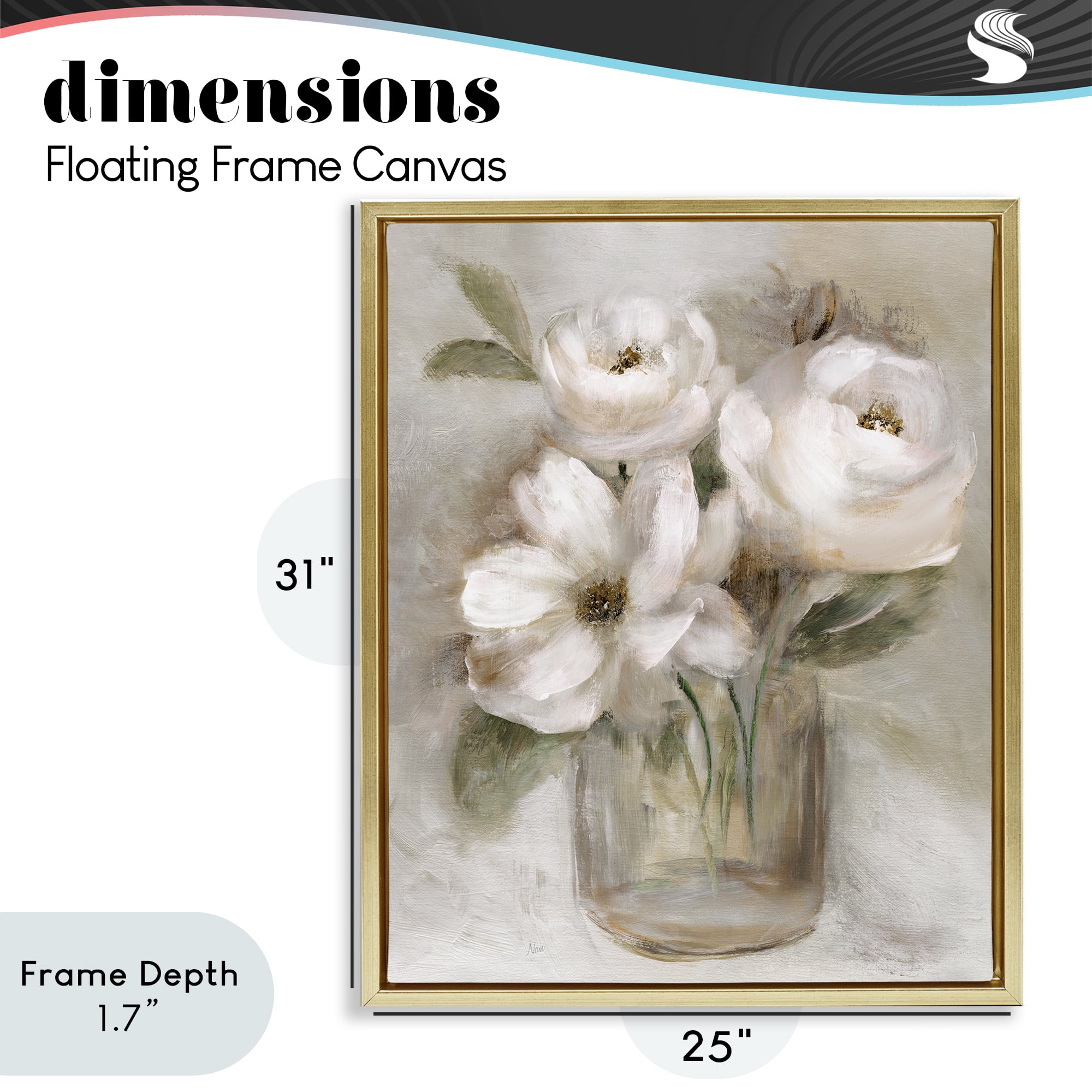 Stupell Industries Soft Brushstroke Roses Gold Framed Floater Canvas Wall Art, design by Nan