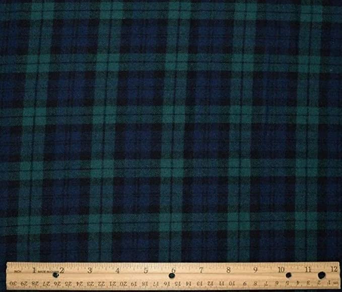 Pico Textiles 1 Yard - 100% Cotton Tartan Plaid Flannel Fabric - Blue & Green - Sold by The Yard - Ideal for Shirts, Scarves, Pajamas & Blankets