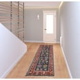 thumbnail image 2 of HomeRoots 8 ft. Pink, Blue & Orange Wool Floral Hand Knotted Distressed Stain Resistant Runner Rug with Fringe, 2 of 5
