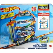 Hot Wheels City Stunt Garage Playset with 1 Toy Car in 1:64 Scale & Storage for 20+ Vehicles