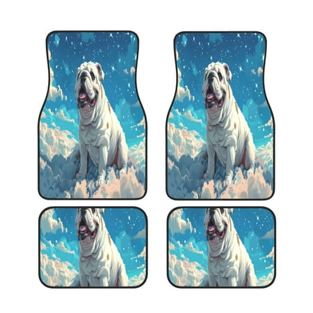 Gaeub Starry Sky Cloud Bulldog Print 4 Pieces Car Floor Mats Car Universal Car Carpet Mats Fit for SUV Vans Sedans Trucks