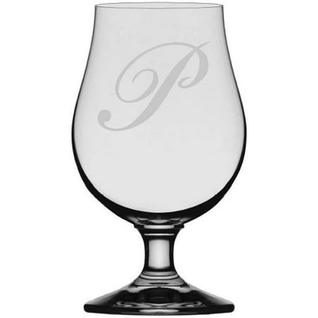 

Bix Script Etched Monogram Glencairn Crystal Iona Beer Glass Letter P