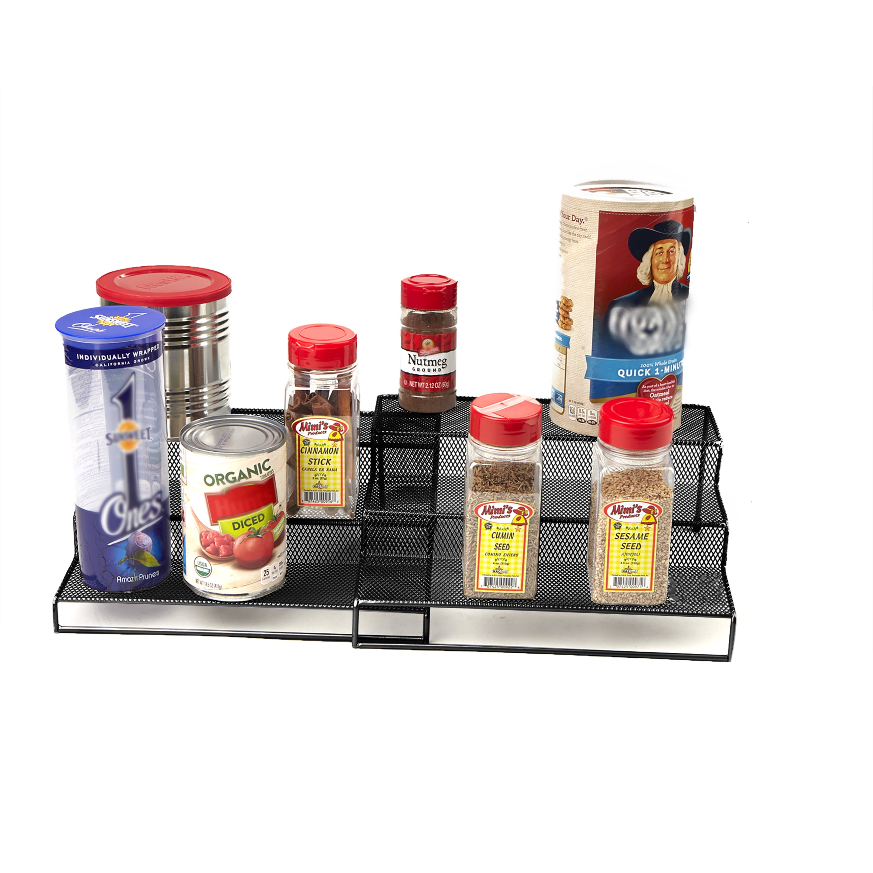 Mind Reader 3 Tier Metal Mesh Multi Purpose Kitchen Storage Organizer, 2 Pcs, Black