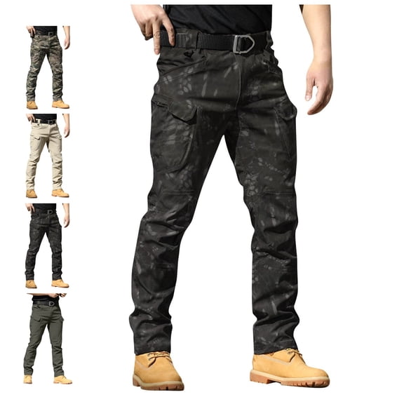 LWavelet Stretch Cargo Pants for Men Slim Fit Lightweight Work Pants with Multi Pockets for Hiking Outdoor Military Camping Construction Hunting