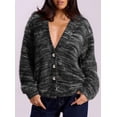 thumbnail image 4 of Suéter Cárdigan PRETTYGARDEN para Mujer con Rayas y Botones en Cuello en V, 4 of 4