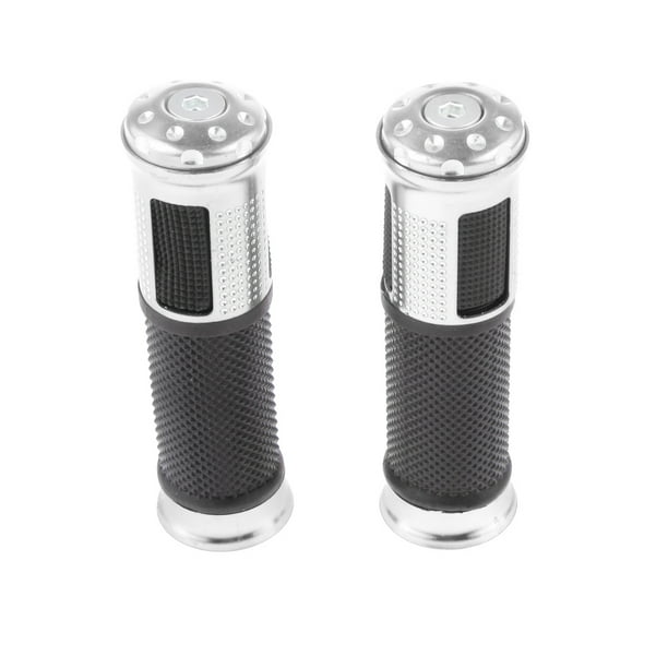 2x Custom Motorcycle 7/8 "Manillares Extremo de Barra Puños de Mano para Plata