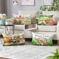 thumbnail image 3 of Happy Easter Pillow Covers 12x20 Set of 4 Soft Velvet Spring Throw Pillow Covers Bunny Peeps Floral Eggs Truck Cross Farmhouse Cushion Covers Pillow Cases Home Outdoor Sofa Couch Decoration 12x20, 3 of 5