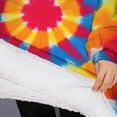 thumbnail image 3 of Oversized Wearable Blanket Hoodie,Colorful Tie Dye Mandala Sherpa Blanket Hoodie with Super Pockets,Super Warm Fuzzy Pullover for Women & Men, 3 of 6