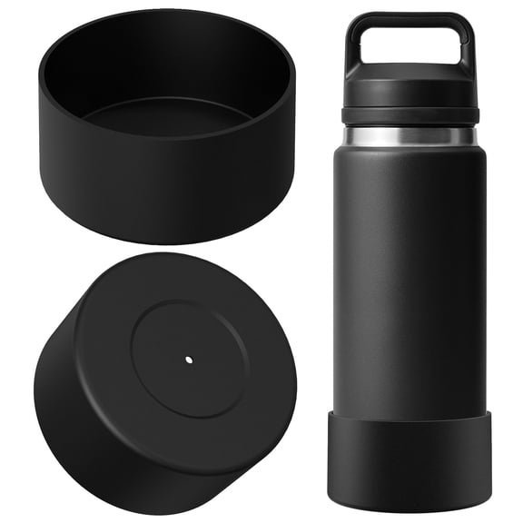 Linkidea Water Bottle Boot Compatible with YETI Rambler Bottle 26oz, Yonder 34oz, Silicone Anti-Slip Water Bottle Bottom Sleeve Cover Protector (Black / 2 Pack)