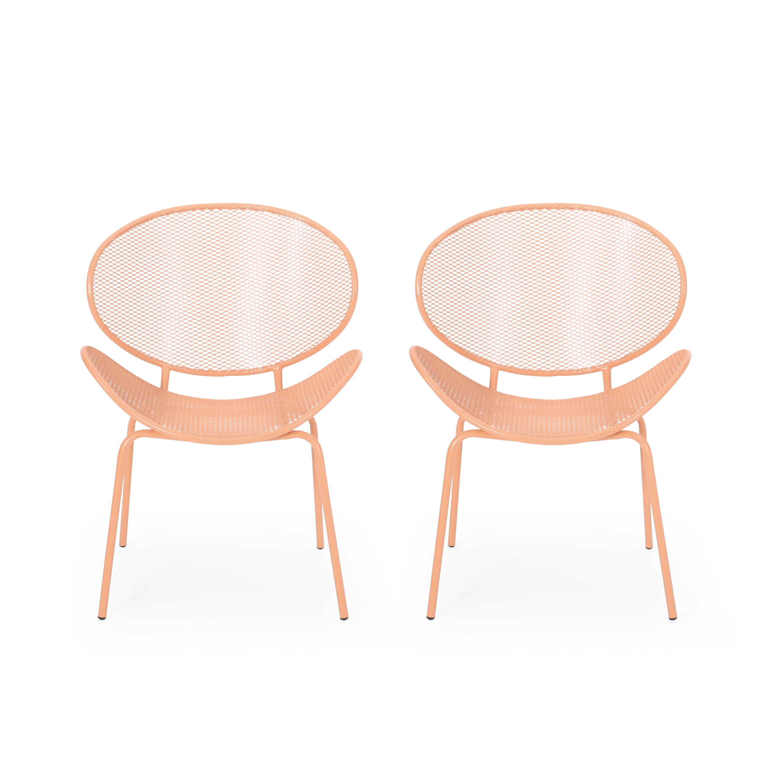 M optimized 2pcs Outdoor Metal Chairs, Patio Dining Chairs, Shell Shaped Bistro Chairs Armless Chairs, Outdoor Furniture for Porch Garden, Weather Resistant