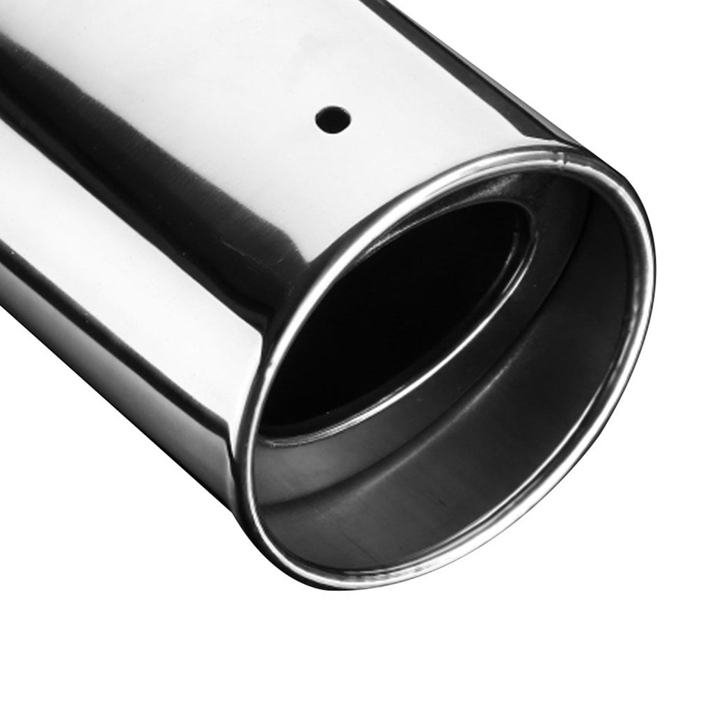 Automotive Exhaust Pipe Terminal Glossy Silver Stainless Steel Universal Car Straight Exhaust Pipe Rear Muffler Tip Tail Throat 