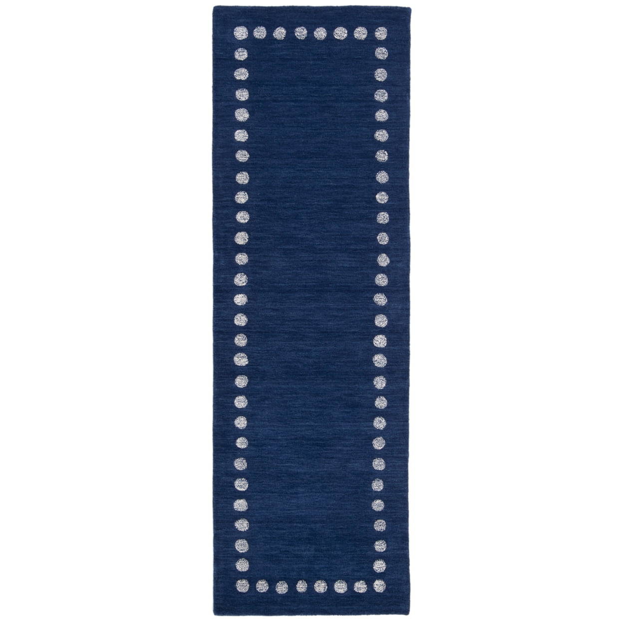 SAFAVIEH Kids Dotted Border Area Rug, Navy, 3' x 3' Square