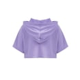thumbnail image 5 of DPOIS Kids Girls Short Sleeve Hooded Crop Top T-shirt Hip Hop Dance Tops Lavender 16, 5 of 7
