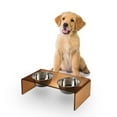 thumbnail image 6 of THE LICKER STORE Keaton 5" Small/Medium Modern Acrylic Rectangular Elevated Pet Feeder with 20oz 2-Stainless Steel Bowls, Amber/Chrome, DBL2000D, 6 of 7