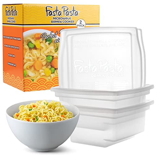 Fasta Pasta Microwave Ramen Noodle Cooker 2 Pack No Mess, Sticking or