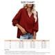 thumbnail image 5 of Mujeres con capucha Top encaje empalme cuello en V hombro caído cordón suéter suelto sudaderas para dama, 5 of 5