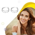 thumbnail image 5 of Linyer Women Fashion Double-Layer Personality Silver Color Metal Line Hoop Earrings Retro Jewelry Geometric Gifts Party, 5 of 8
