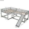 thumbnail image 5 of JERFIT Gray L-Shaped Bunk Bed with Slide, Full Over Twin Bunk Bed, Pine Wood & MDF Frame, Space-Saving Bunkbed with Ladder, 5 of 10