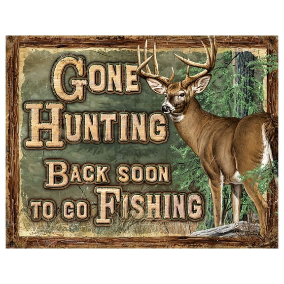 Tin Signs Gone Hunting, 12.5in X 16in
