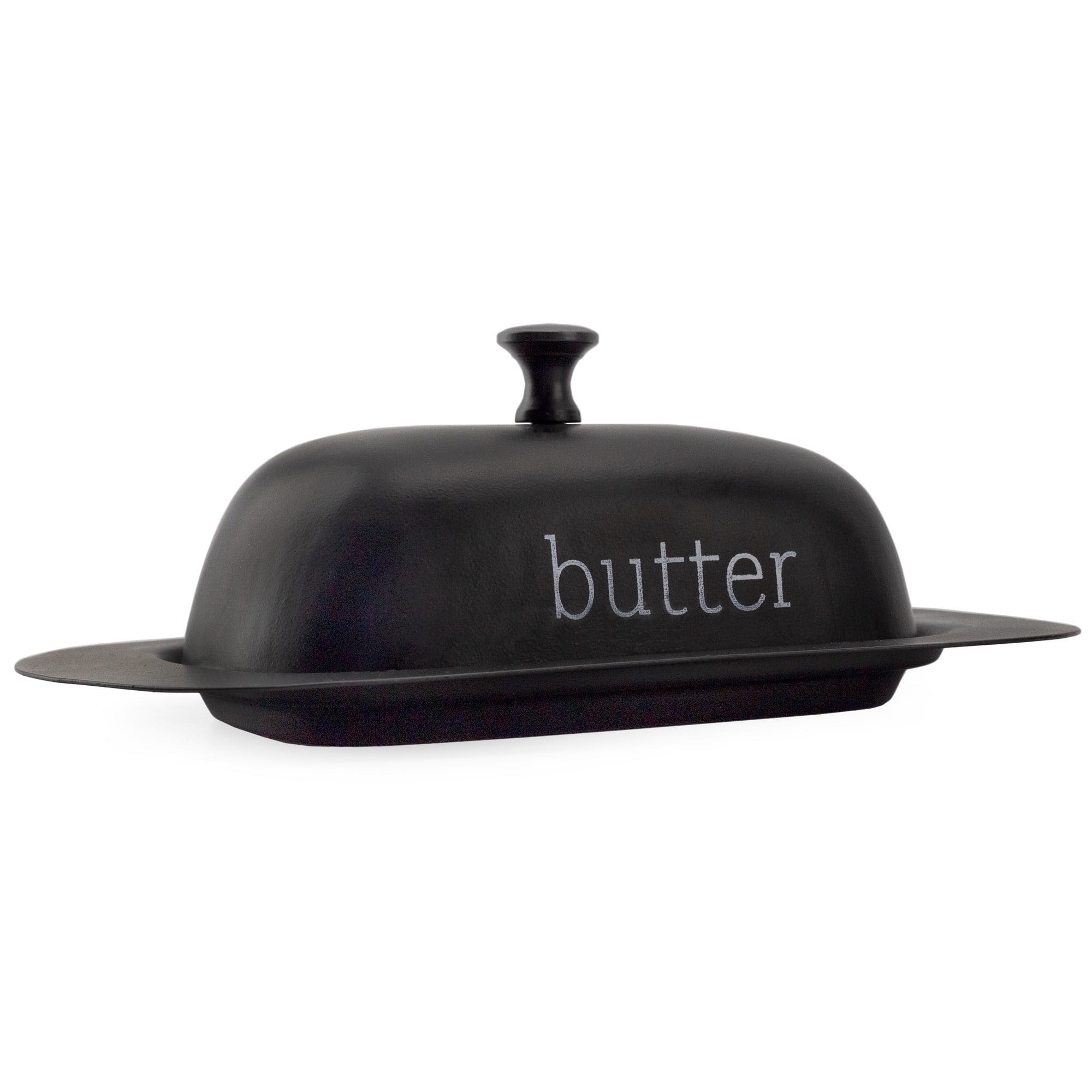 AuldHome Contemporary Black Butter Dish, Modern Farmhouse Style