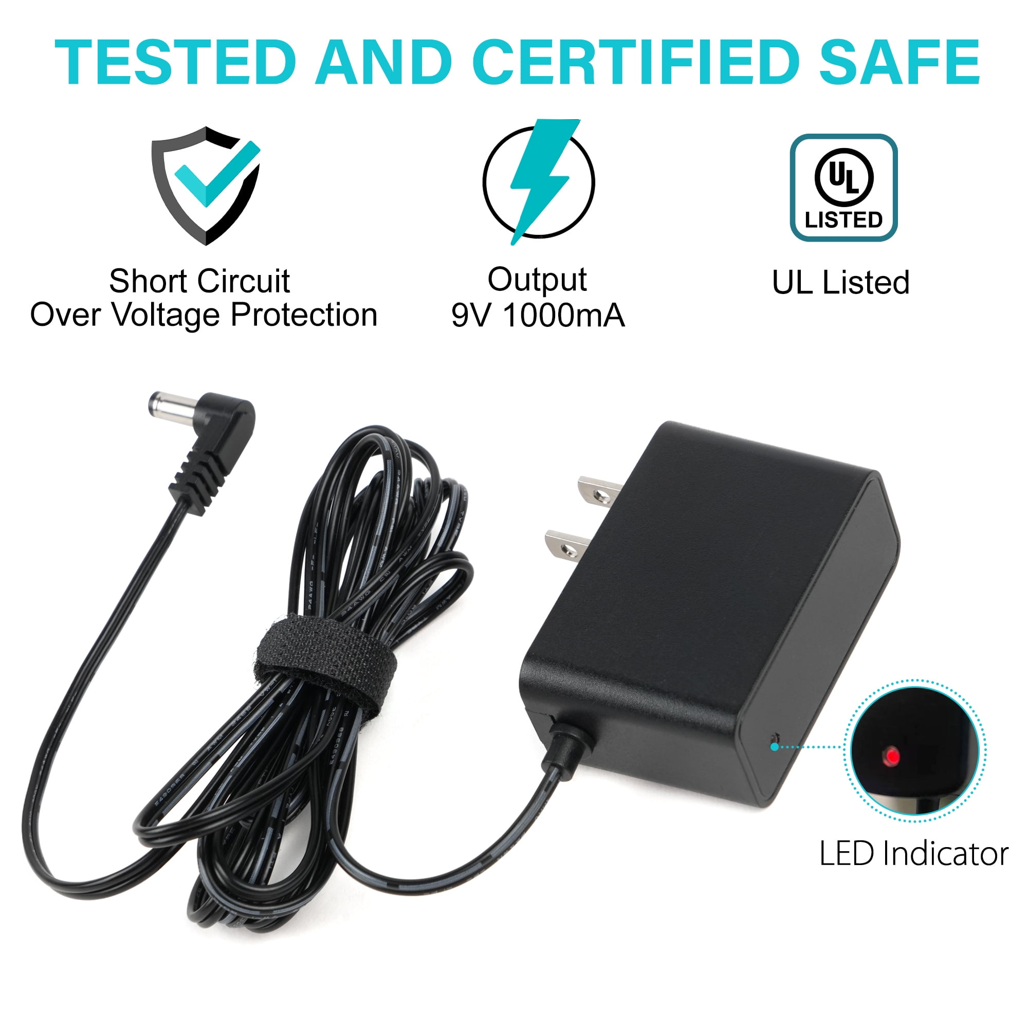 LotFancy 9V Guitar Pedal Power Supply AC/DC Adapter for Casio Piano Keyboard, Boss Effect Pedal