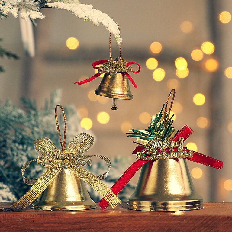 CreativeArrowy Home Decoration Christmas Tree Gold Bells Decorations  Pendants Holiday 4pcs Wrought Iron Metal Hanging Ornaments