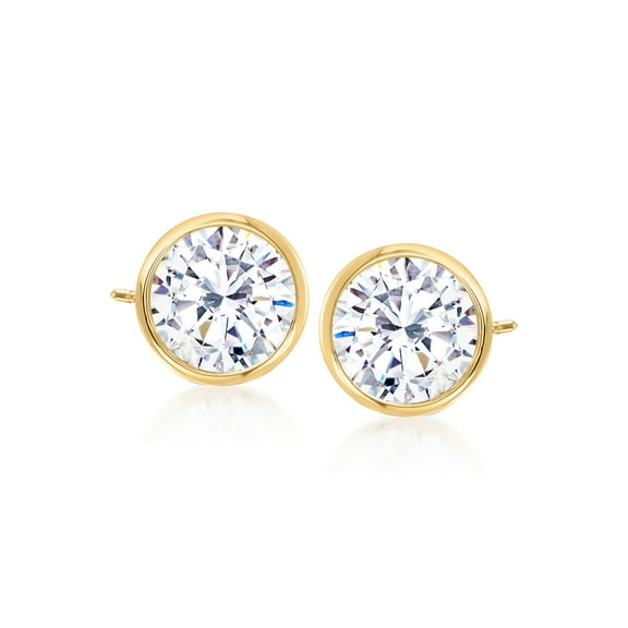 Ross-Simons 2.00 ct. t.w. Bezel-Set CZ Stud Earrings in 14kt Yellow Gold, Women's, Adult