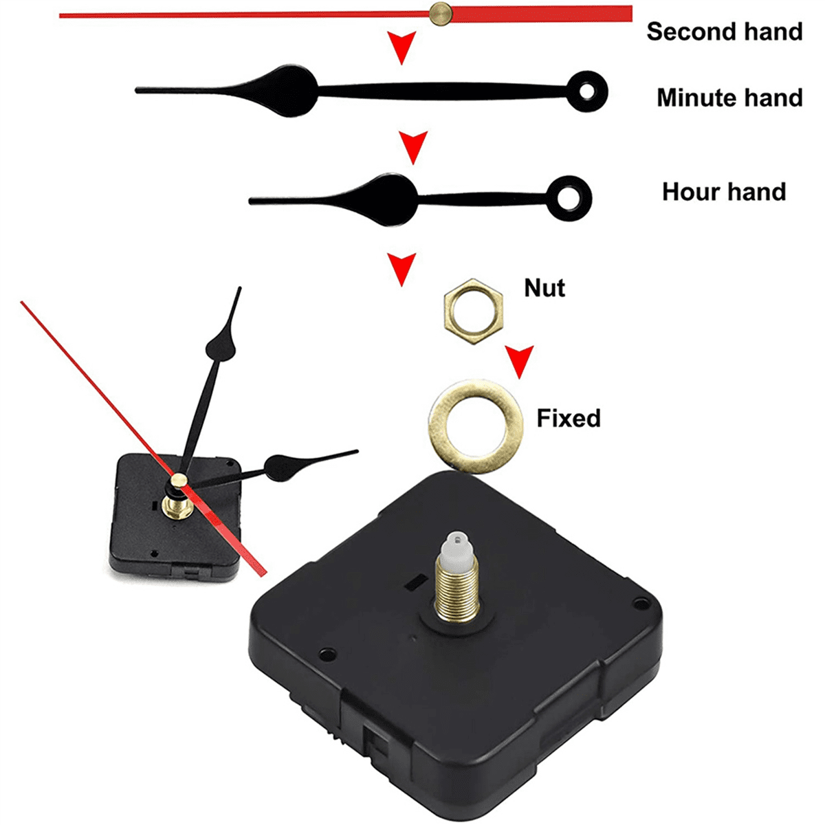 35 Sets Quartz Clock Movement Mechanism, Silent Short Shaft Clock Mechanisms with Hands, Wall Clock Mechanism Parts,35 x Quartz clock movements 105 x clock hands 35 set x Accessories,