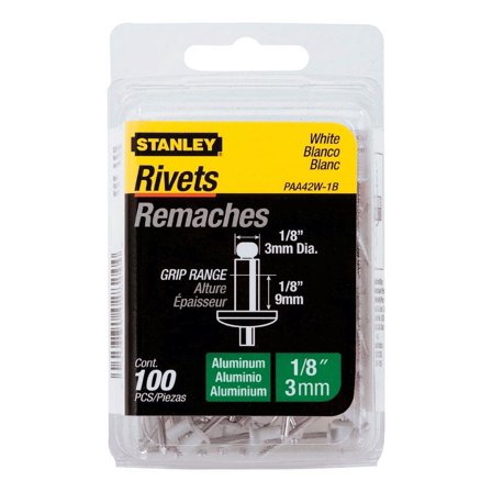 stanley paa42w-1b 1/8 inch x 1/8 inch white aluminum rivets,pack of 100(pack of 100)