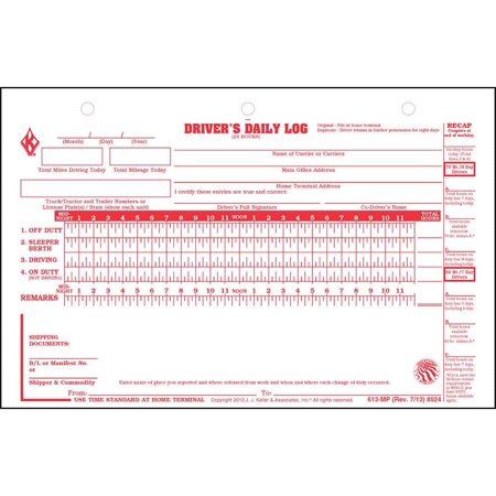 Deluxe Duplicate Driver Daily Log 10-pk. with Detailed DVIR & Daily Recap - Shrinkwrapped Loose-Leaf Format, 2-Ply with Carbon, 8.5" x 5.5", 31 Sets of Forms Per Unit