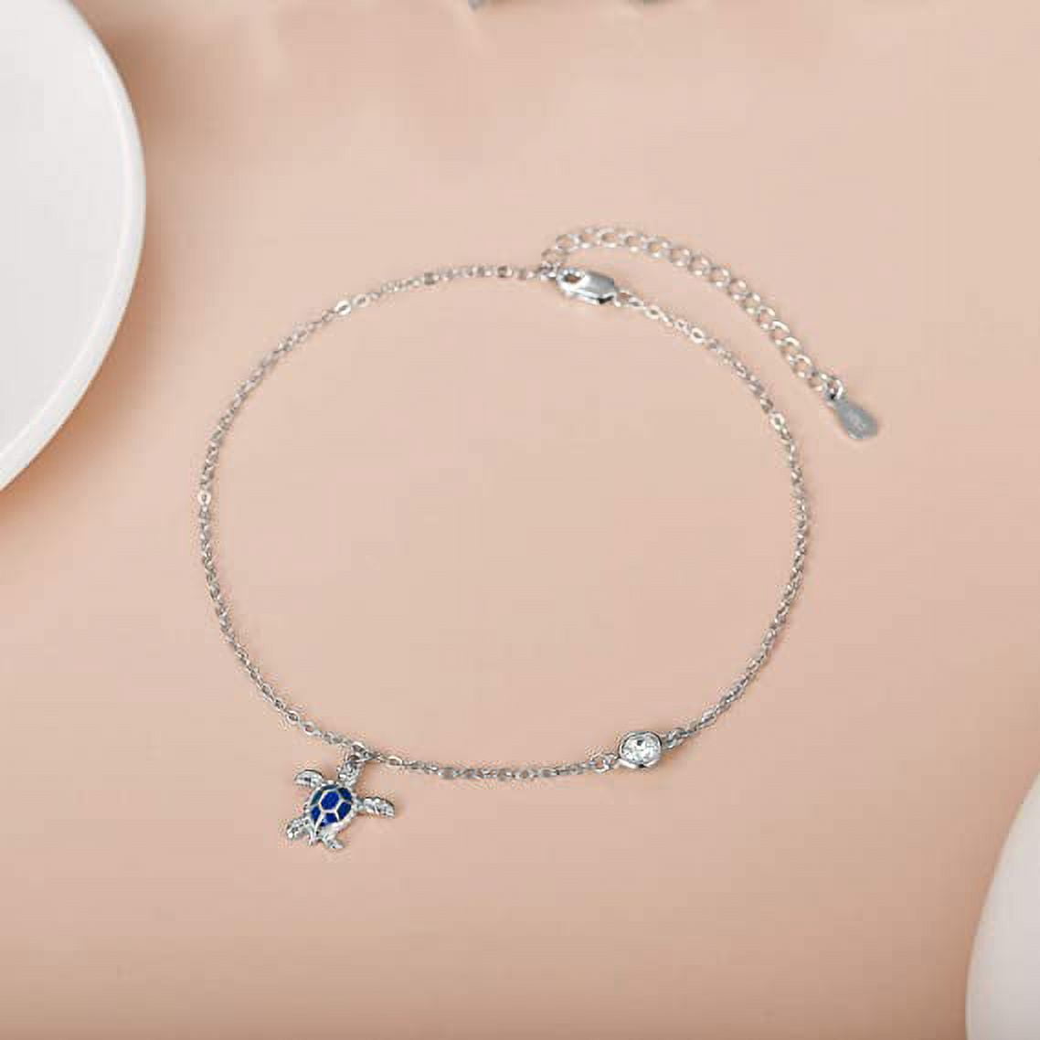 SOULMEET Christmas Gifts Turtle Anklets 925 Sterling Silver Adjustable Foot Ocean Beach Ankle Bracelet for Summer Jewelry Gifts for Women Friends Mother