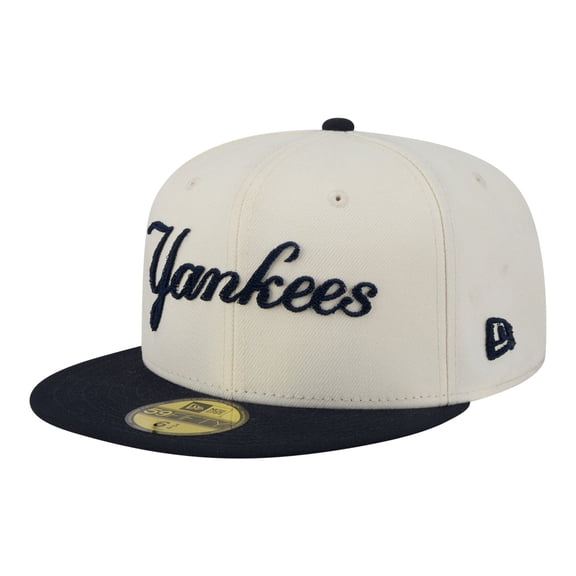 Men's New Era Cream New York Yankees Two-Tone Stitch 59FIFTY Fitted Hat