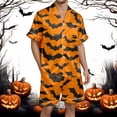 thumbnail image 2 of Xmyrz Halloween Pajama Sets For Men 2 Piece Soft Indoor Relaxation Refreshing Print Pumpkin Short Sleeve Loungewear Ghost Pj'S Sleepwear Outfit, 2 of 4